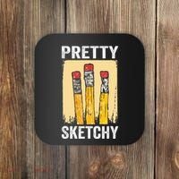 Pretty Sketchy Artist Pencils Sketch Sketching Paint Artist Coaster thumb 0