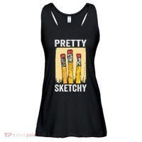 Pretty Sketchy Artist Pencils Sketch Sketching Paint Artist Ladies Essential Flowy Tank thumb 0