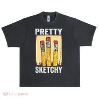 Pretty Sketchy Artist Pencils Sketch Sketching Paint Artist Urban Oversized Heavyweight T-Shirt thumb 0