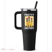 Pretty Sketchy Artist Pencils Sketch Sketching Paint Artist 40oz Vacuum Insulated Stainless Steel Travel Tumbler thumb 2