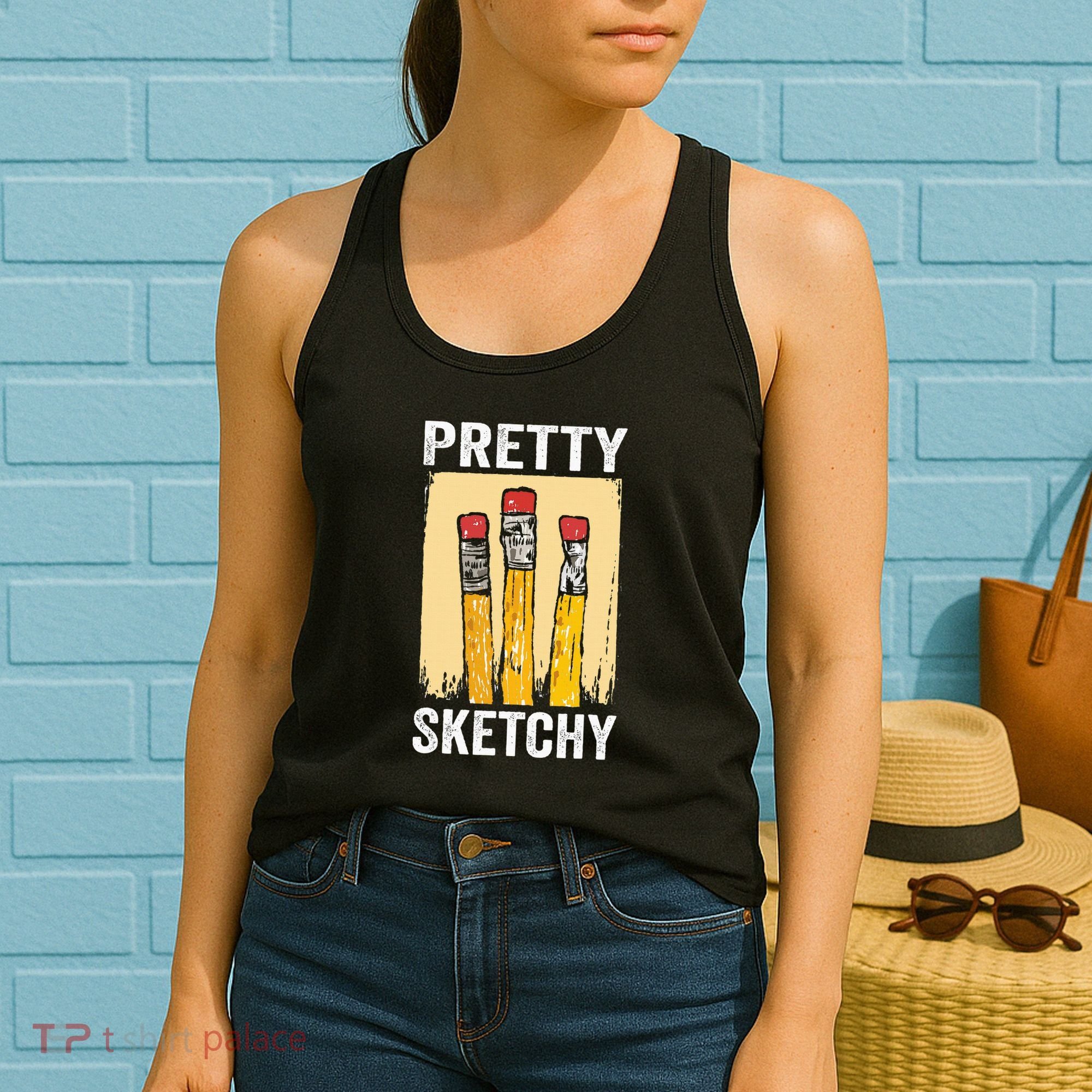 Pretty Sketchy Artist Pencils Sketch Sketching Paint Artist Women's Tank Top