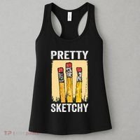 Pretty Sketchy Artist Pencils Sketch Sketching Paint Artist Women's Tank Top thumb 3
