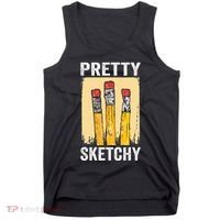 Pretty Sketchy Artist Pencils Sketch Sketching Paint Artist Tank Top thumb 0
