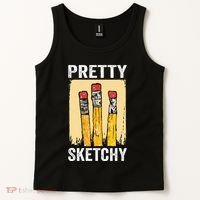 Pretty Sketchy Artist Pencils Sketch Sketching Paint Artist Tank Top thumb 2
