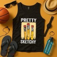 Pretty Sketchy Artist Pencils Sketch Sketching Paint Artist Tank Top thumb 4