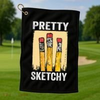 Pretty Sketchy Artist Pencils Sketch Sketching Paint Artist Golf Towel thumb 1