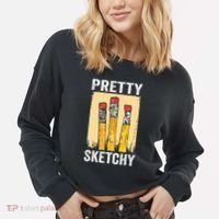 Pretty Sketchy Artist Pencils Sketch Sketching Paint Artist Cropped Pullover Crew thumb 2
