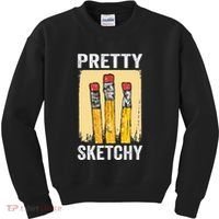 Pretty Sketchy Artist Pencils Sketch Sketching Paint Artist Kids Sweatshirt thumb 0