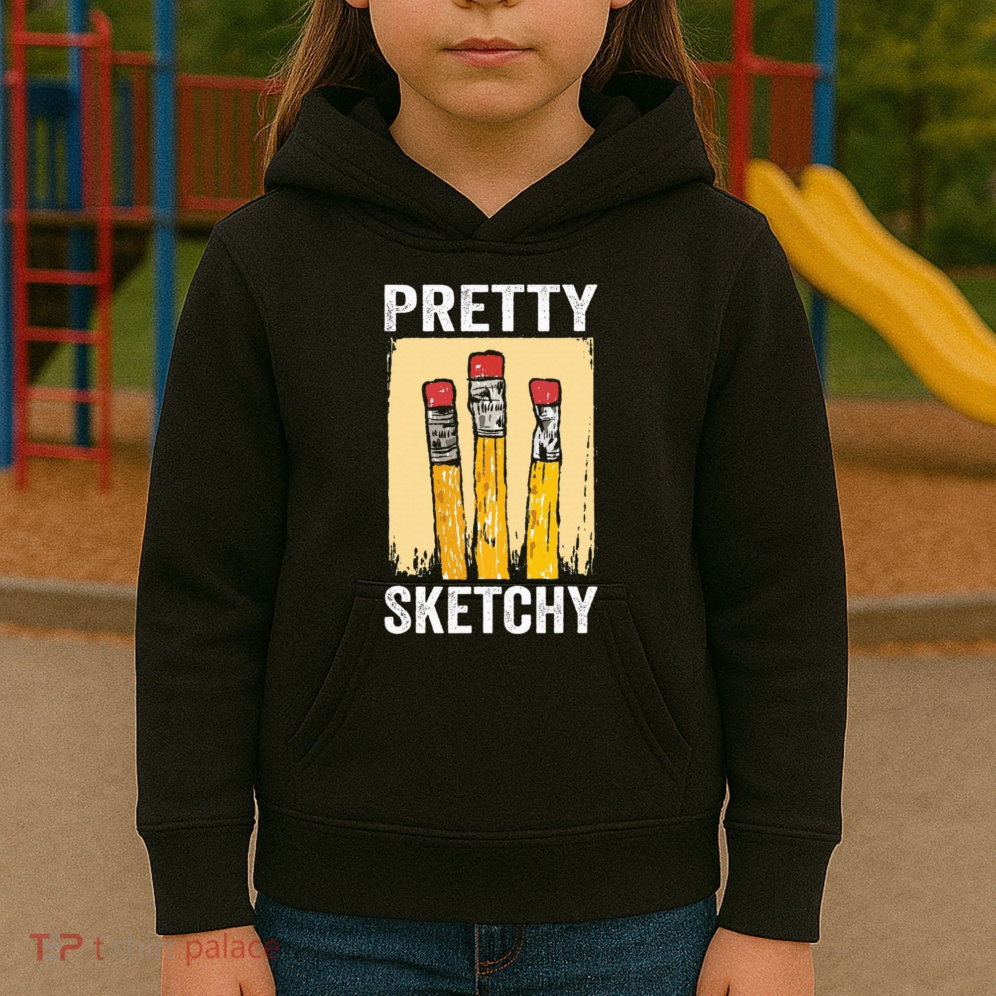 Pretty Sketchy Artist Pencils Sketch Sketching Paint Artist Kids Hoodie