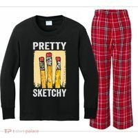 Pretty Sketchy Artist Pencils Sketch Sketching Paint Artist Kids Long Sleeve Plaid Pajama Set thumb 0