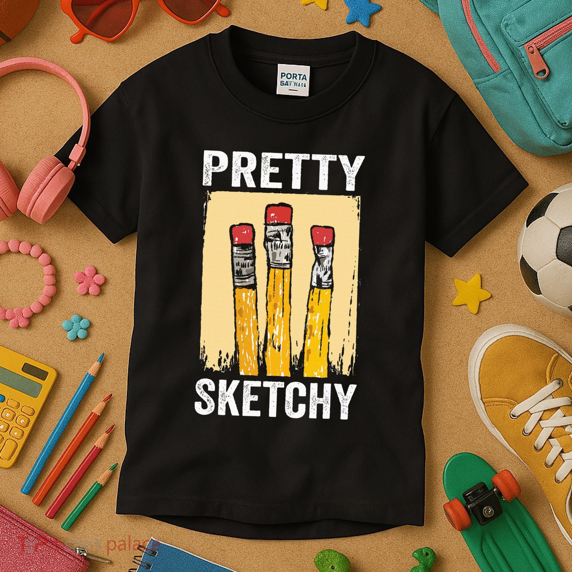 Pretty Sketchy Artist Pencils Sketch Sketching Paint Artist Kids T-Shirt