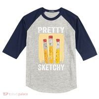 Pretty Sketchy Artist Pencils Sketch Sketching Paint Artist Kids Colorblock Raglan Jersey thumb 0