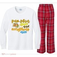 Pumpkin Spice And Everything Nice Halloween Kids Long Sleeve Plaid Pajama Set thumb 0