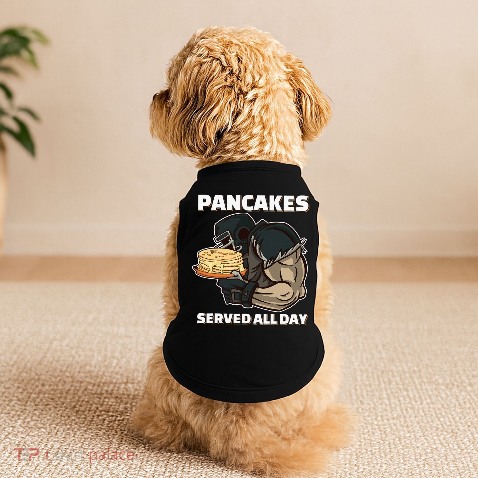 Pancakes Served All Day Football Offensive Lineman Pancake Doggie Tank