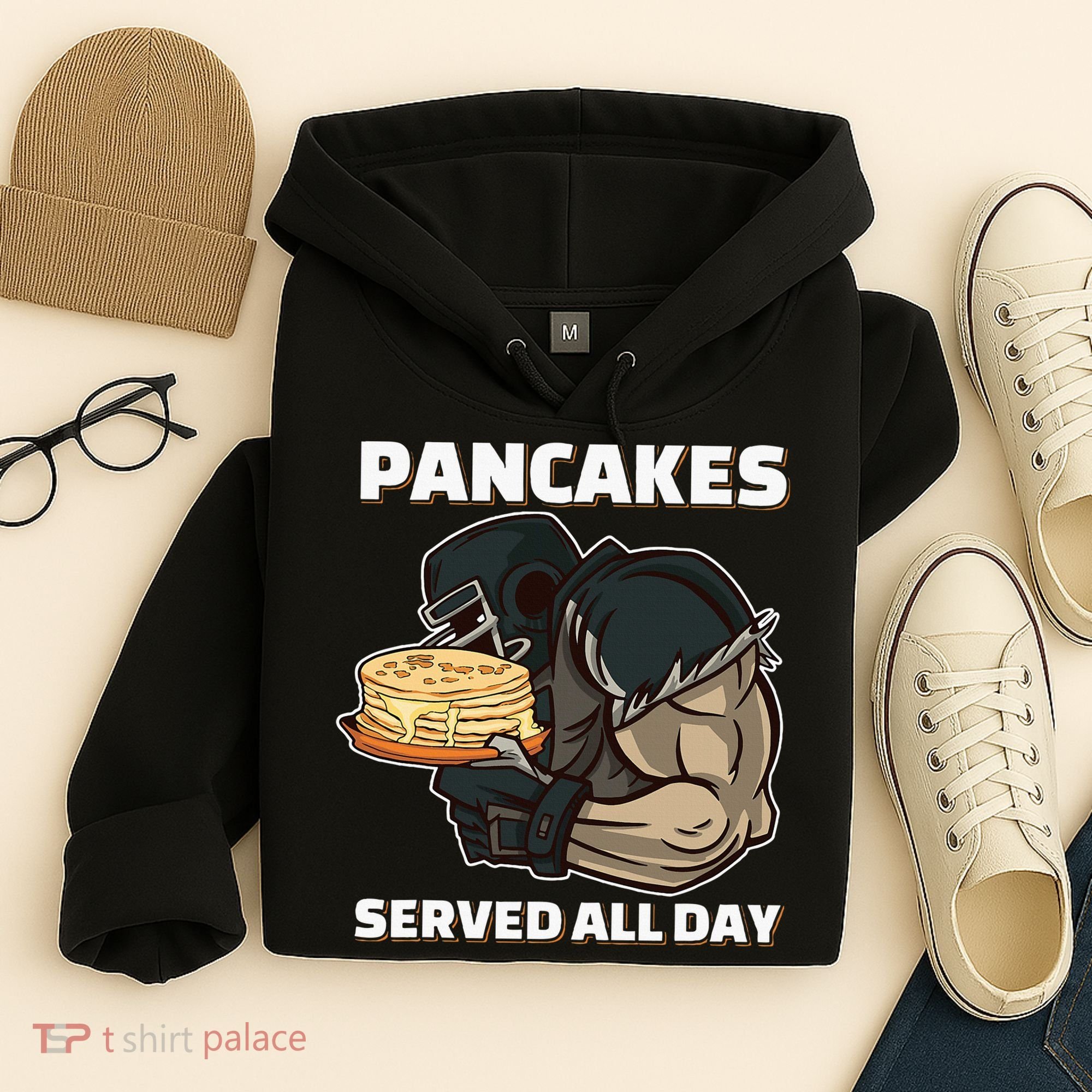 Pancakes Served All Day Football Offensive Lineman Pancake Hoodie