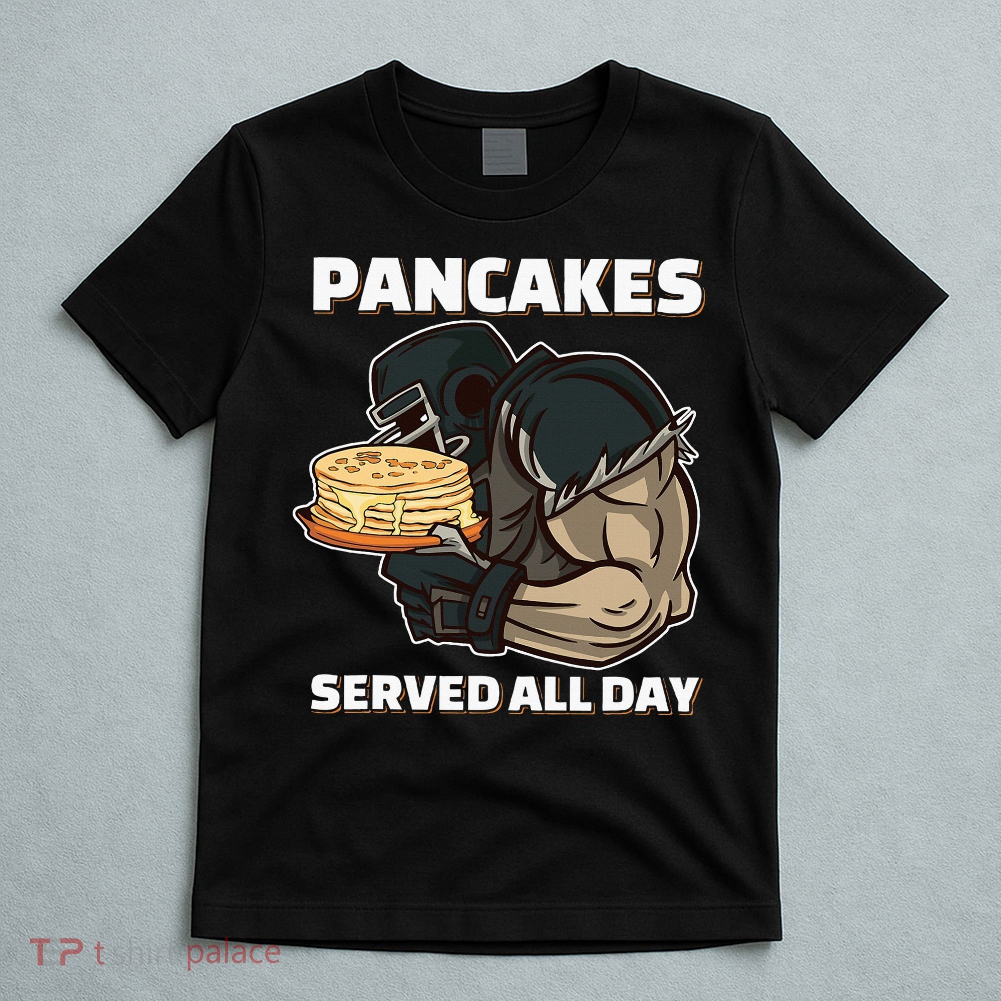 Pancakes Served All Day Football Offensive Lineman Pancake T-Shirt