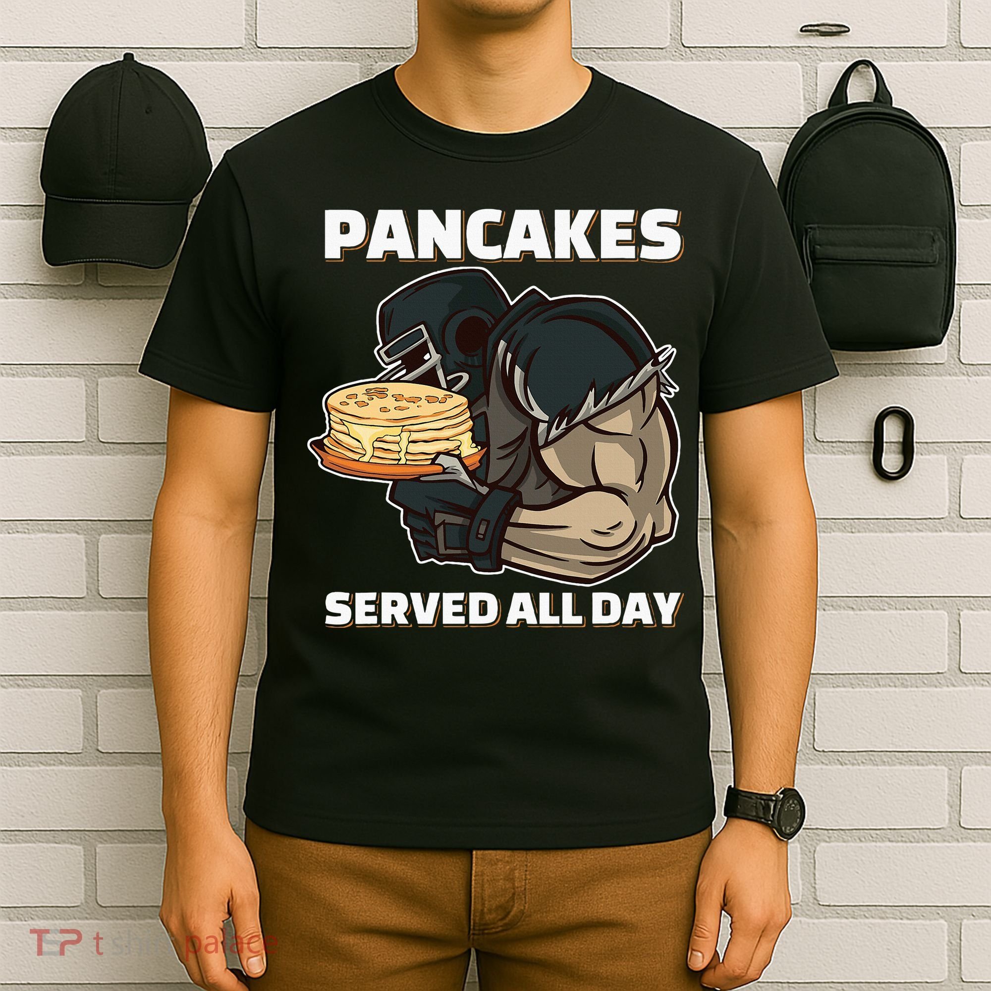 Pancakes Served All Day Football Offensive Lineman Pancake T-Shirt