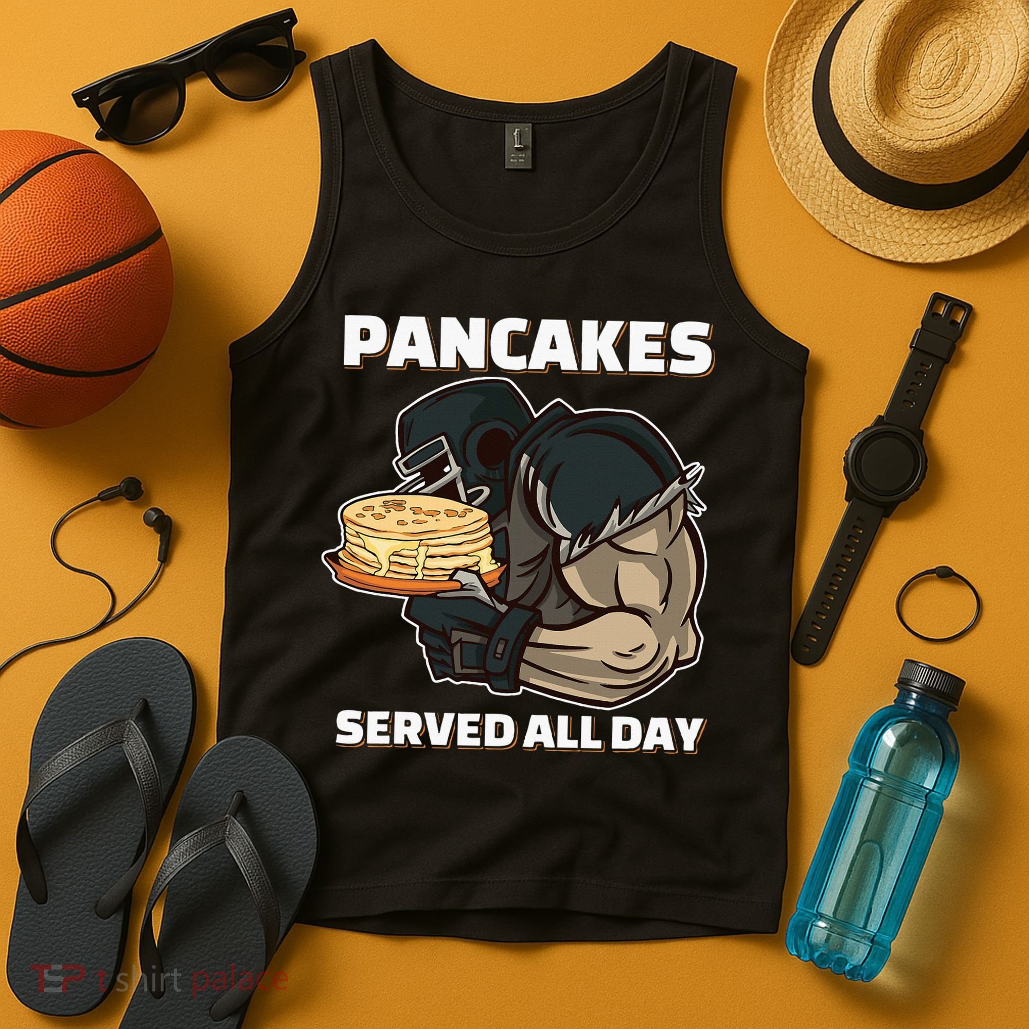 Pancakes Served All Day Football Offensive Lineman Pancake Tank Top