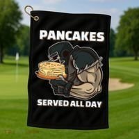 Pancakes Served All Day Football Offensive Lineman Pancake Golf Towel thumb 1
