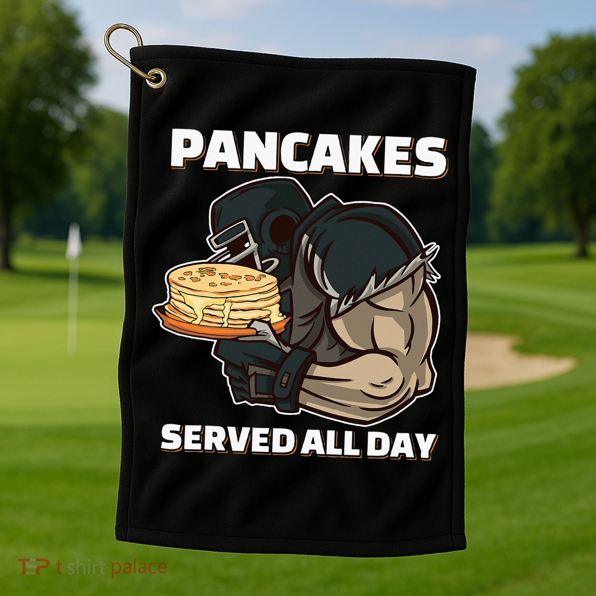 Pancakes Served All Day Football Offensive Lineman Pancake Golf Towel