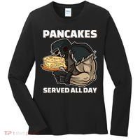 Pancakes Served All Day Football Offensive Lineman Pancake Women's Long Sleeve Shirt thumb 0