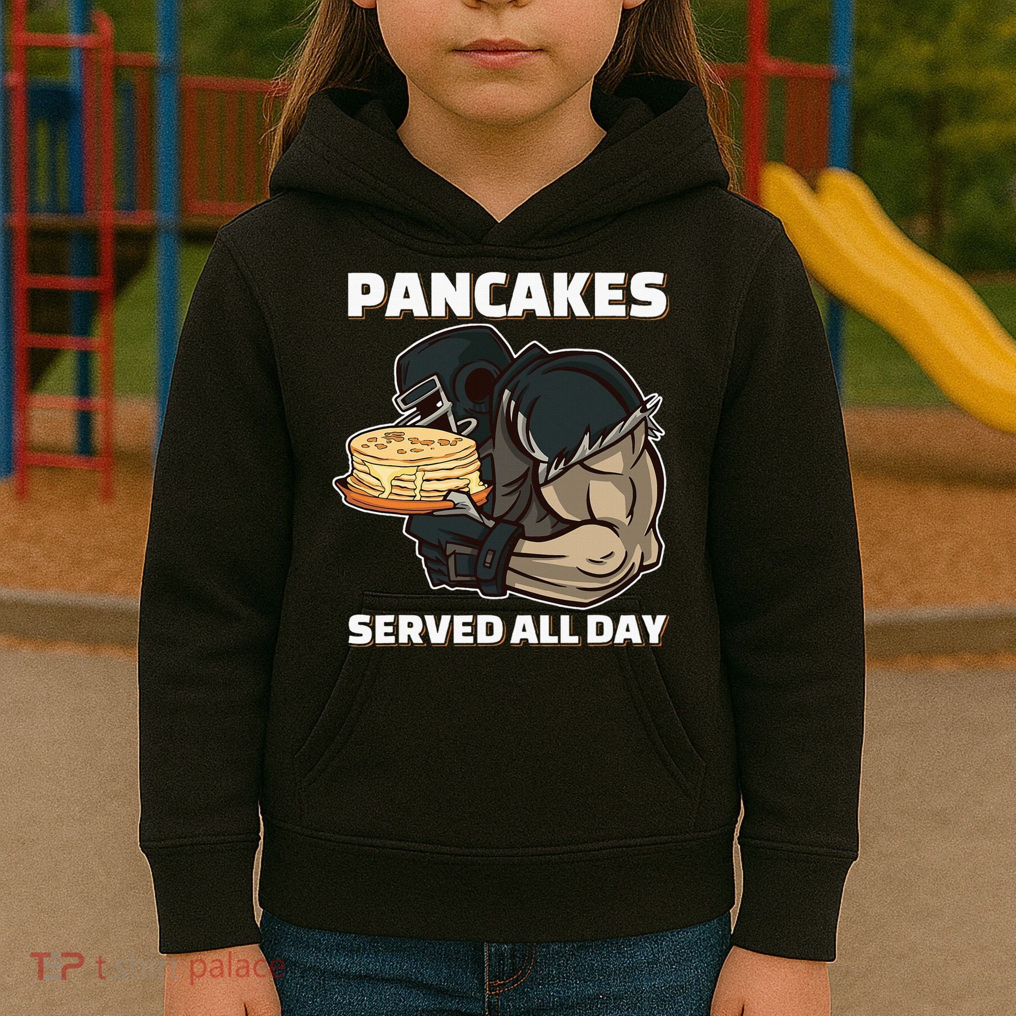 Pancakes Served All Day Football Offensive Lineman Pancake Kids Hoodie