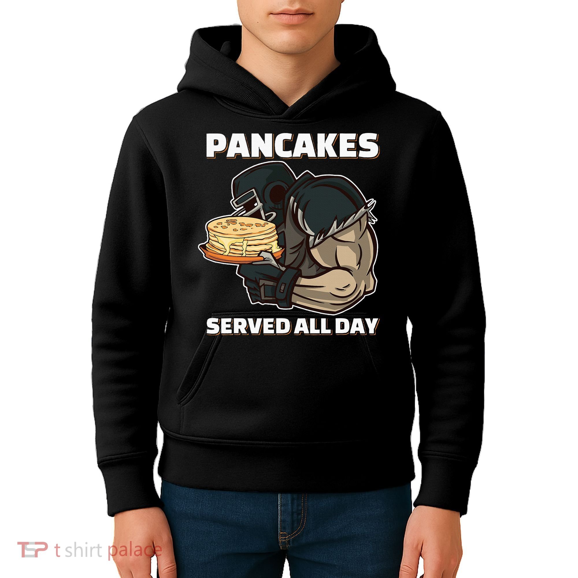 Pancakes Served All Day Football Offensive Lineman Pancake Kids Hoodie