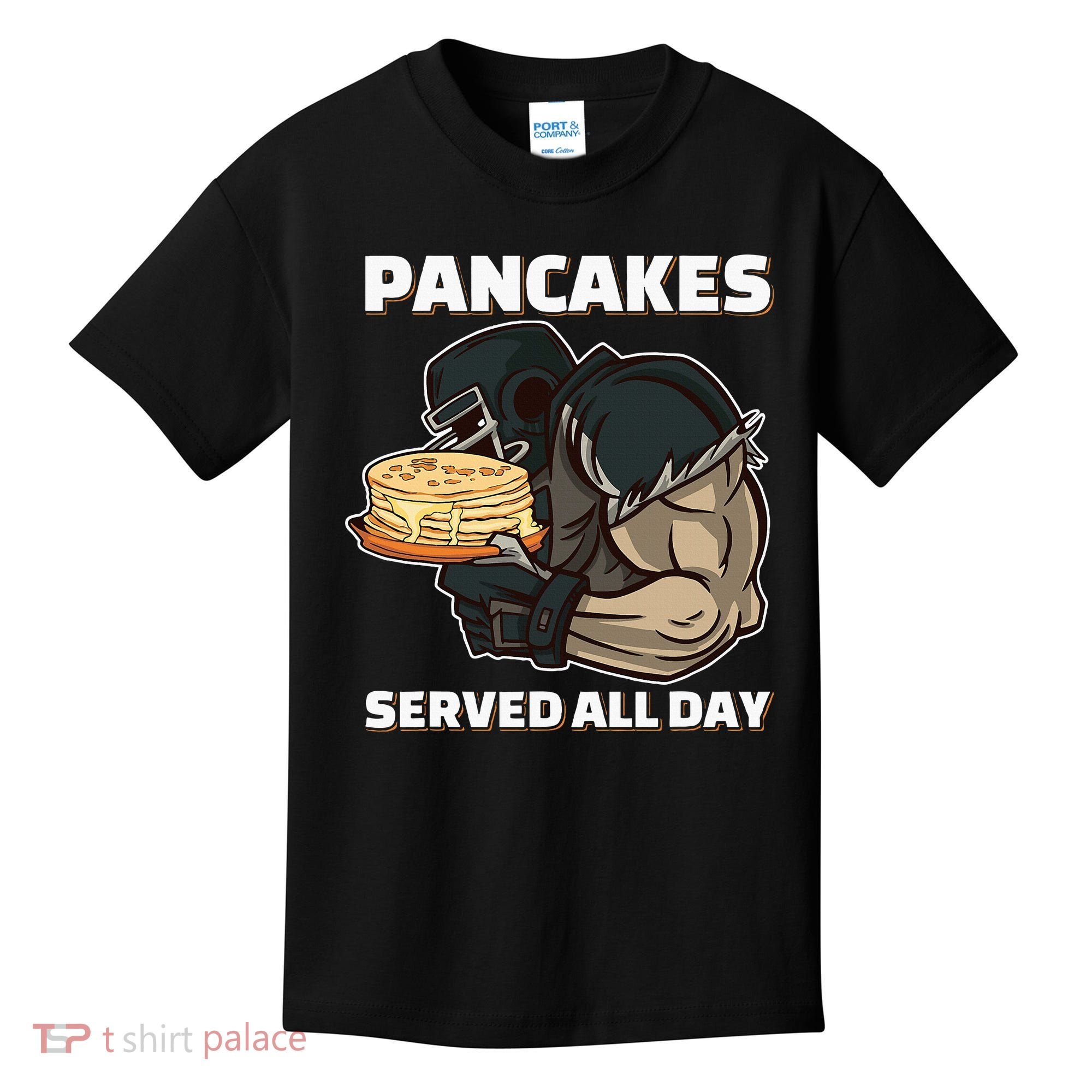 Pancakes Served All Day Football Offensive Lineman Pancake Kids T-Shirt
