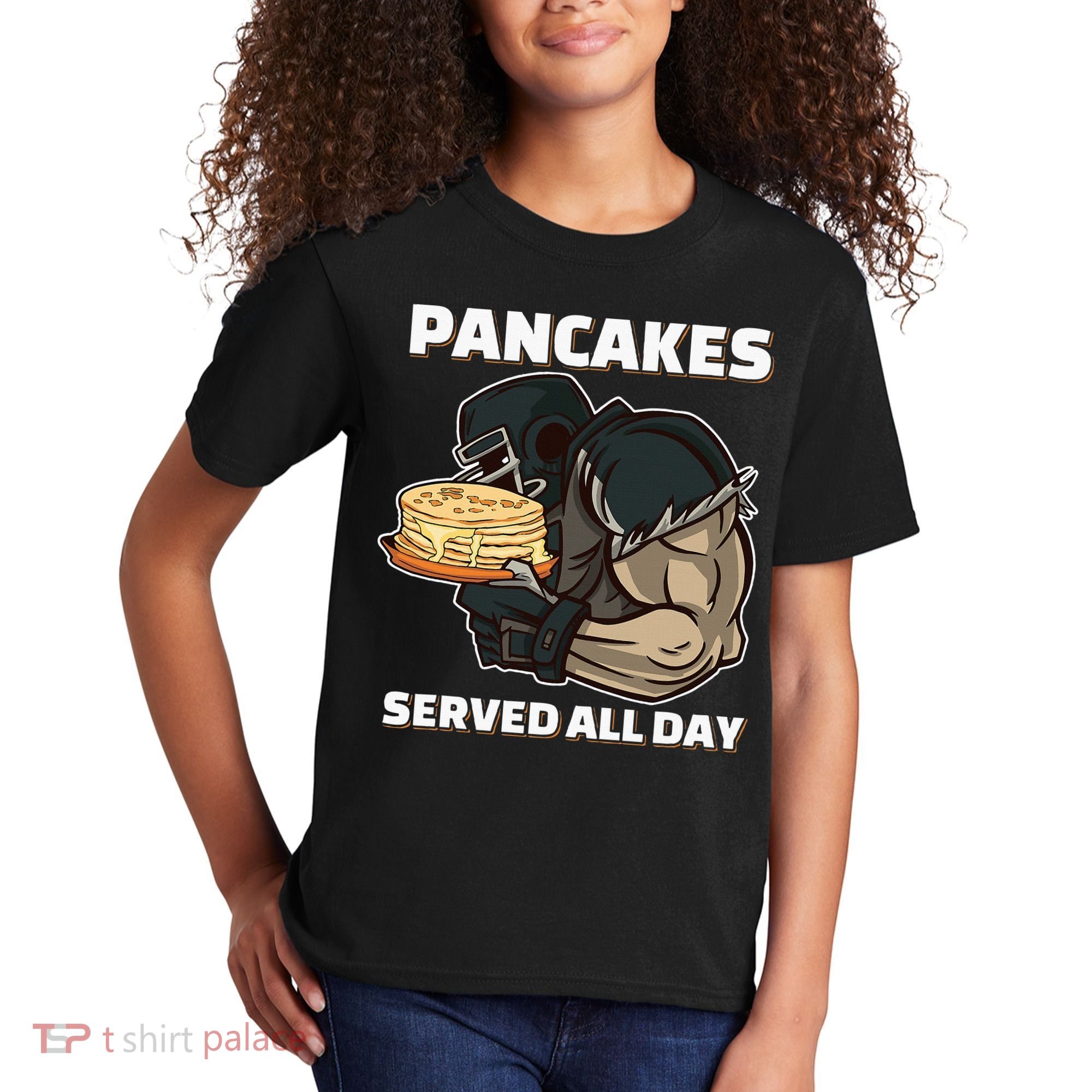 Pancakes Served All Day Football Offensive Lineman Pancake Kids T-Shirt