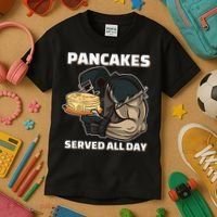 Pancakes Served All Day Football Offensive Lineman Pancake Kids T-Shirt thumb 3