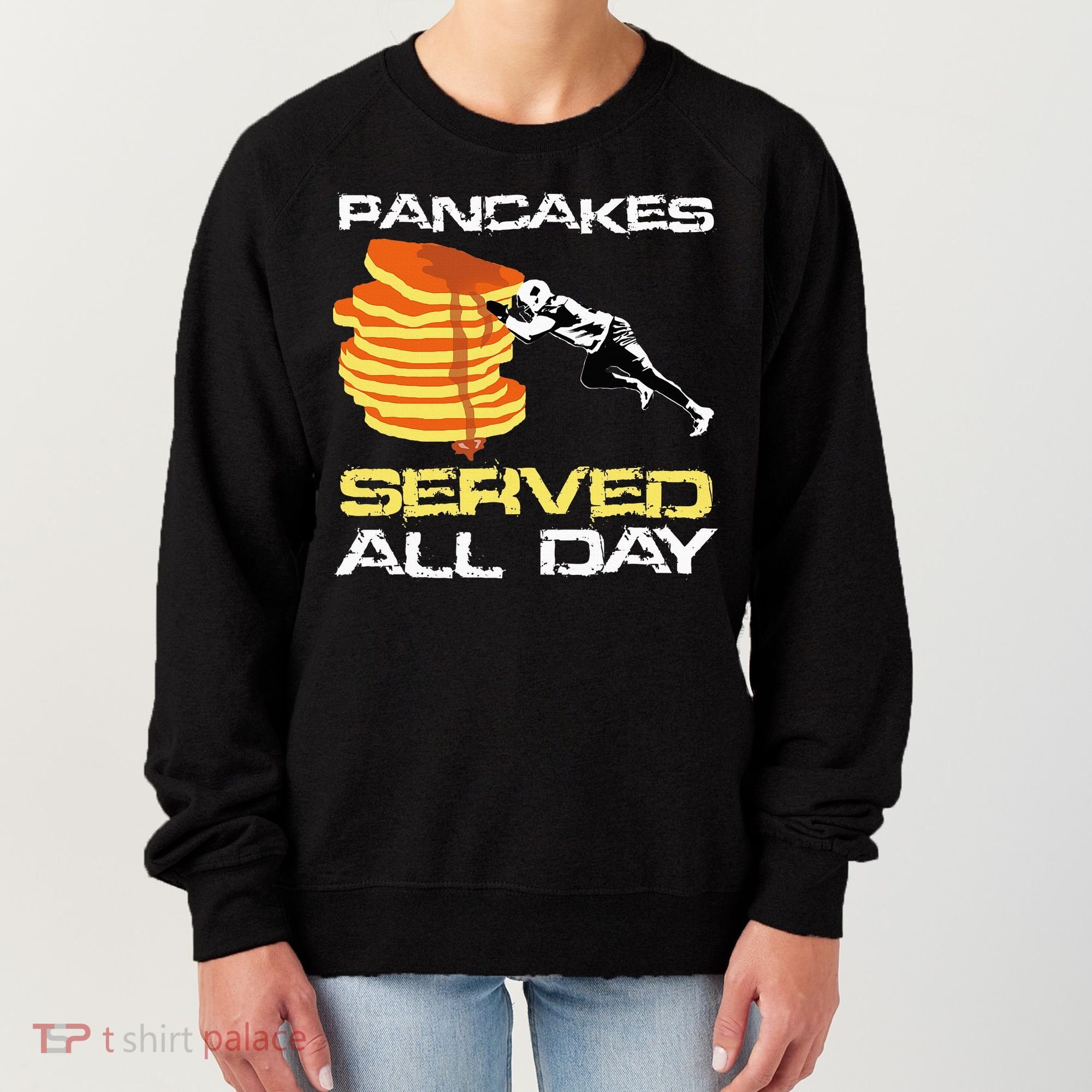 Pancakes Served All Day Fun Lineman Football Christmas Gifts Women's Sweatshirt