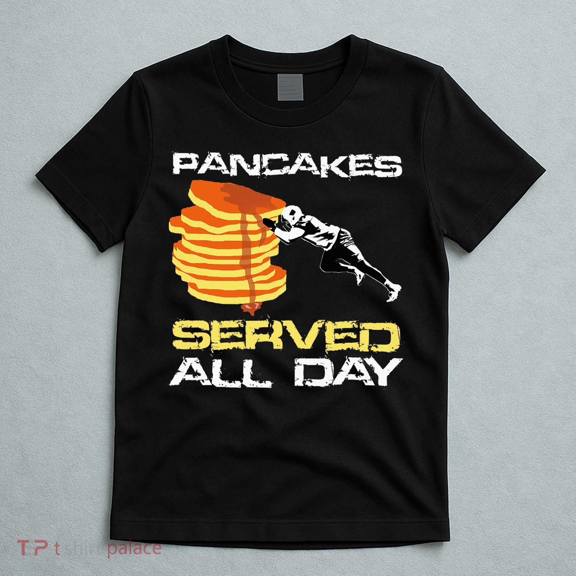 Pancakes Served All Day Fun Lineman Football Christmas Gifts T-Shirt