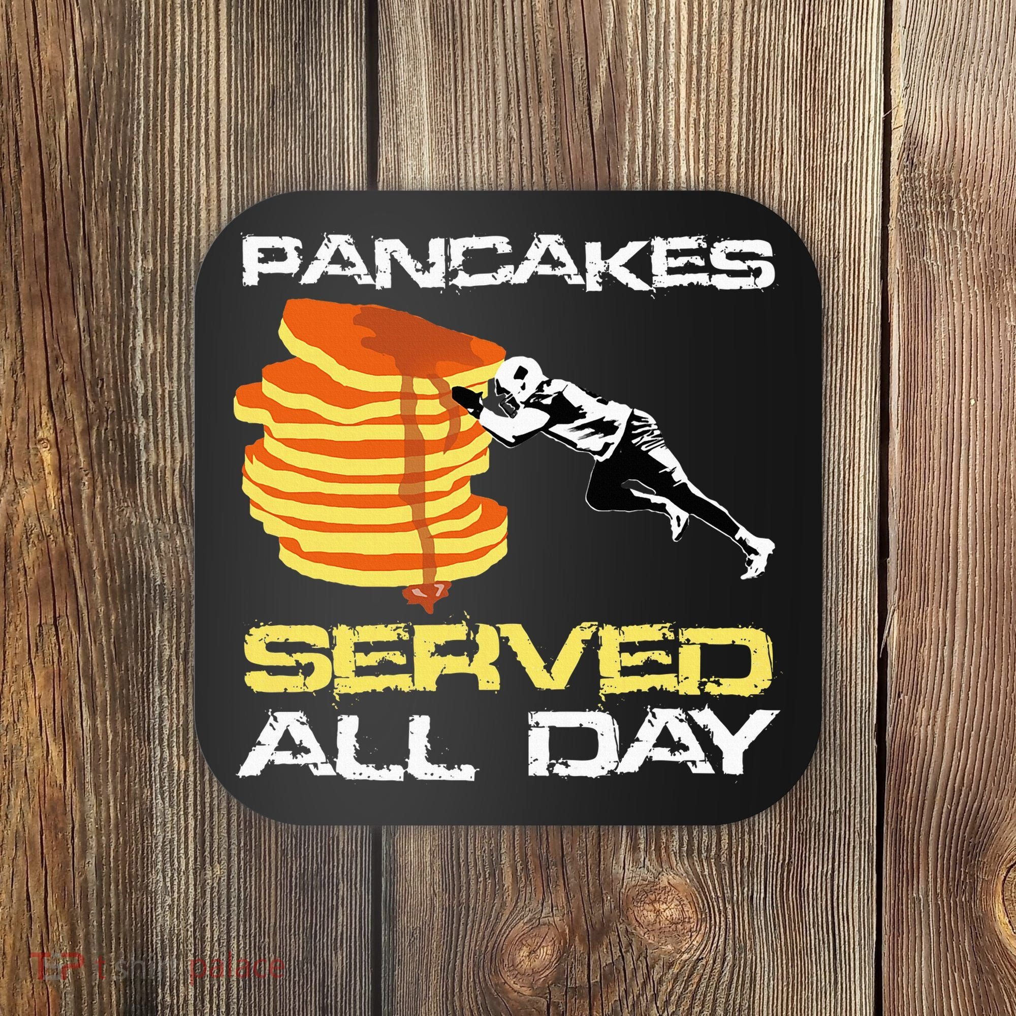 Pancakes Served All Day Fun Lineman Football Christmas Gifts Coaster