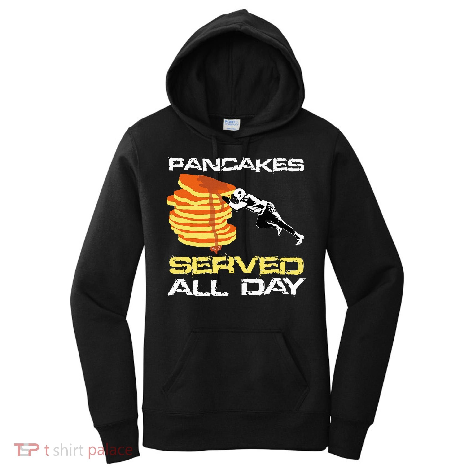Pancakes Served All Day Fun Lineman Football Christmas Gifts Women's Hoodie