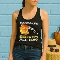 Pancakes Served All Day Fun Lineman Football Christmas Gifts Women's Tank Top thumb 2