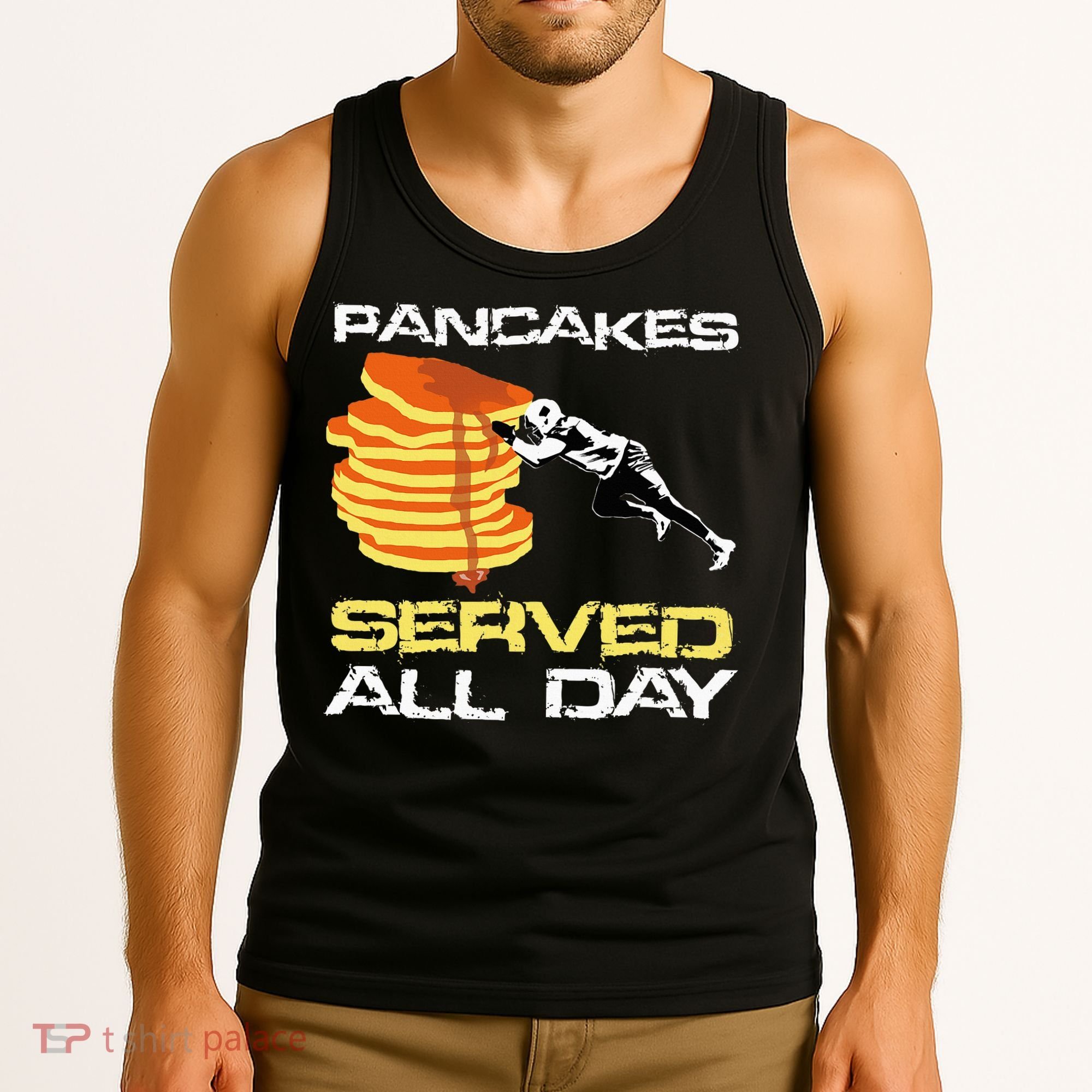 Pancakes Served All Day Fun Lineman Football Christmas Gifts Tank Top