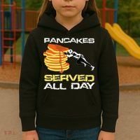 Pancakes Served All Day Fun Lineman Football Christmas Gifts Kids Hoodie thumb 3