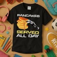 Pancakes Served All Day Fun Lineman Football Christmas Gifts Kids T-Shirt thumb 3