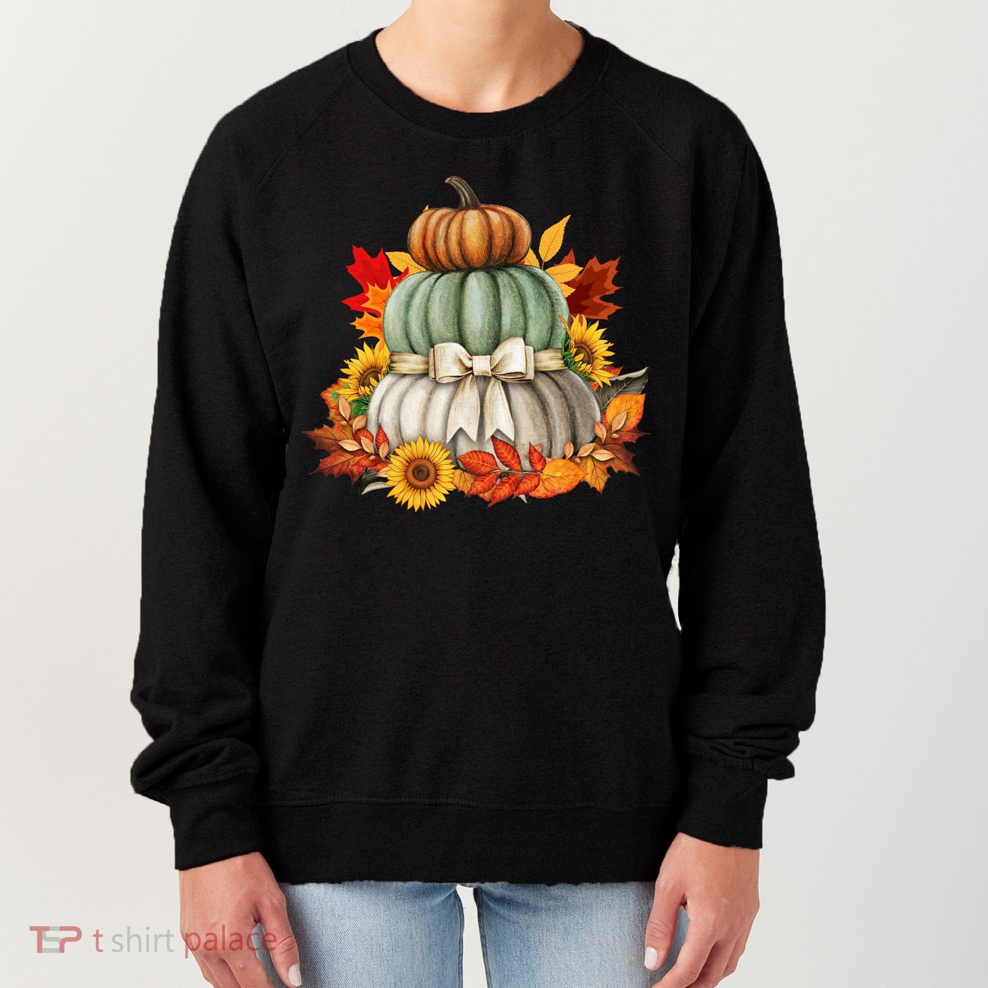 Pumpkin Sunflower Autumn Leaves Women's Sweatshirt