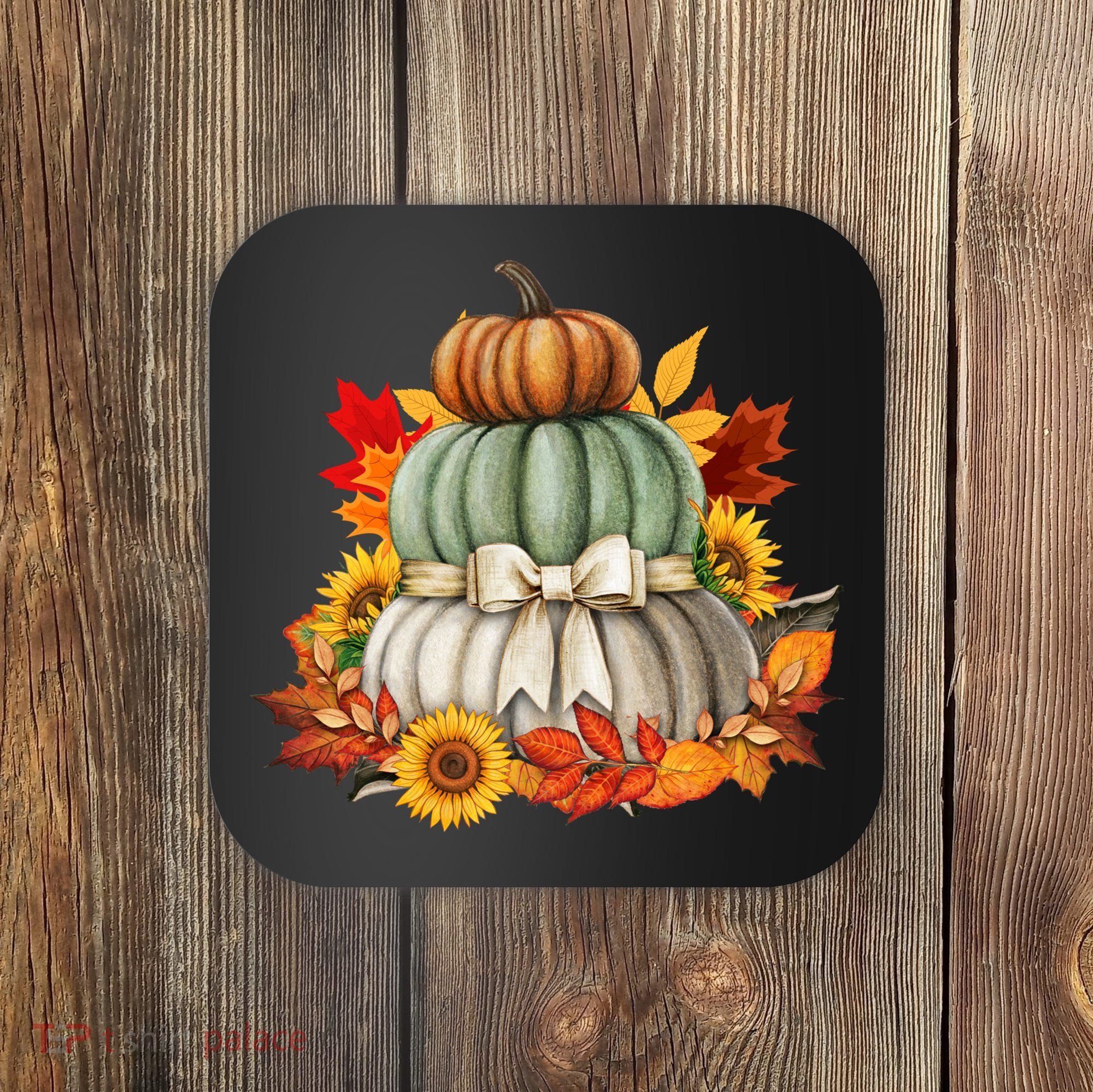 Pumpkin Sunflower Autumn Leaves Coaster