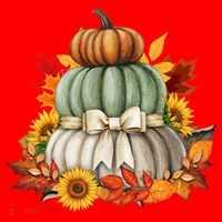 Pumpkin Sunflower Autumn Leaves Santa Hat thumb 1