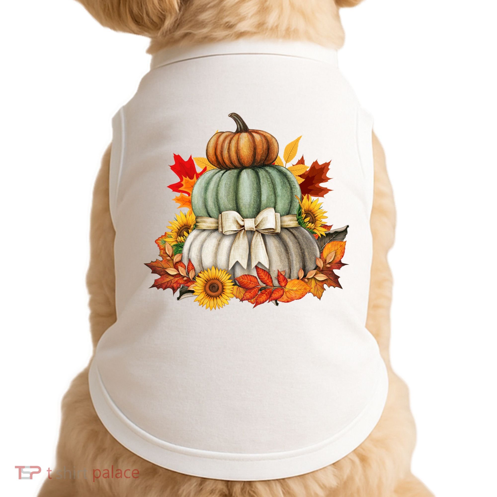 Pumpkin Sunflower Autumn Leaves Doggie Tank