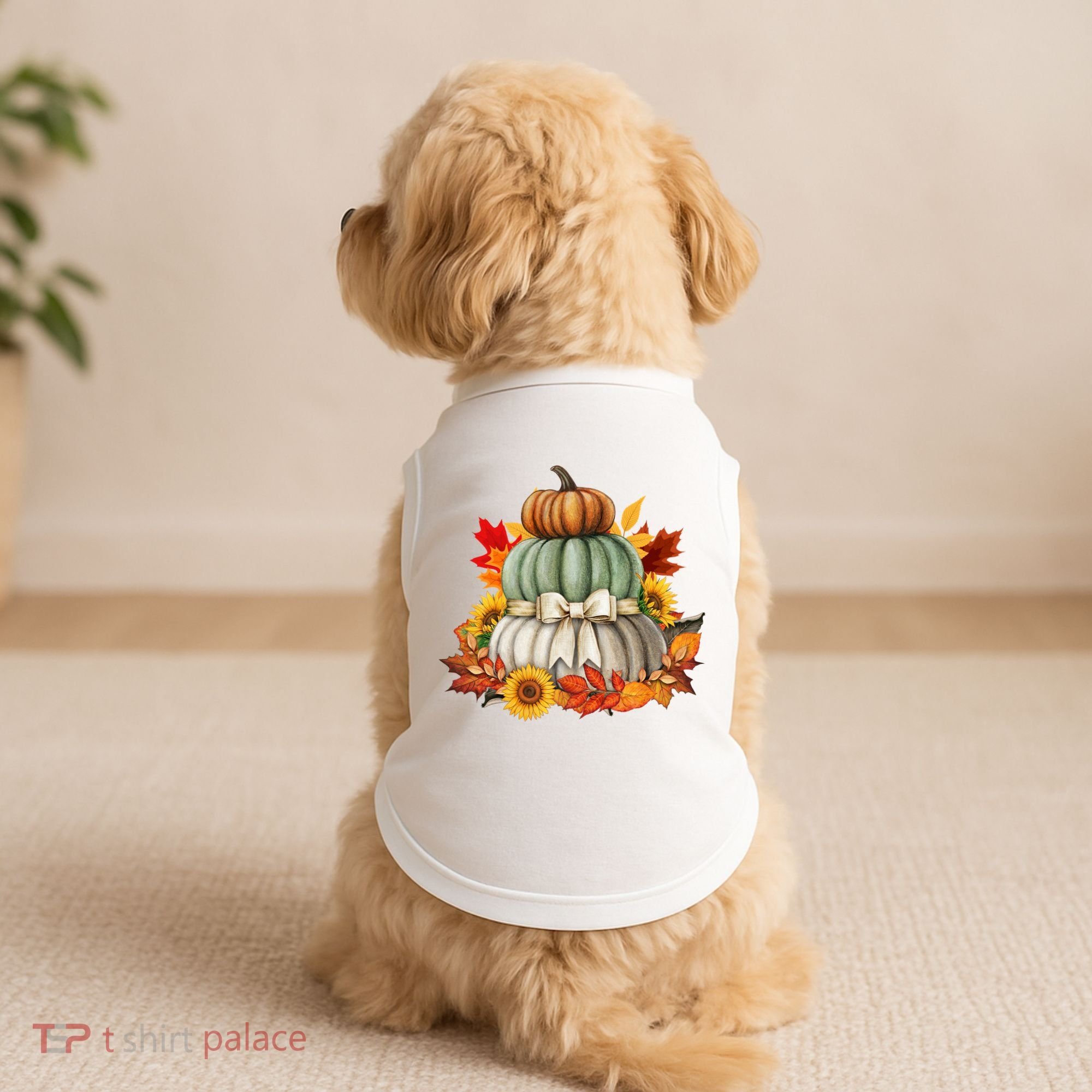 Pumpkin Sunflower Autumn Leaves Doggie Tank