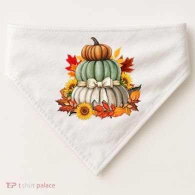 Pumpkin Sunflower Autumn Leaves USA-Made Doggie Bandana