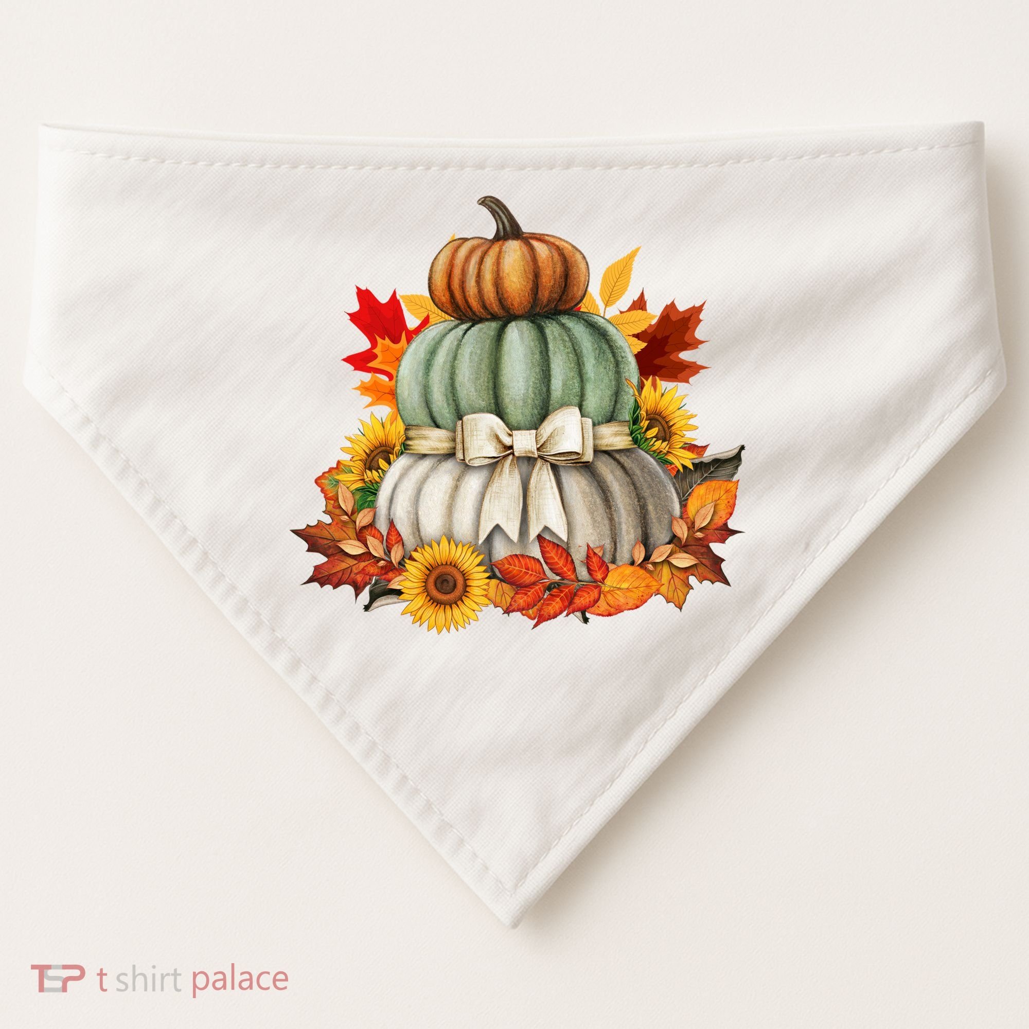 Pumpkin Sunflower Autumn Leaves USA-Made Doggie Bandana