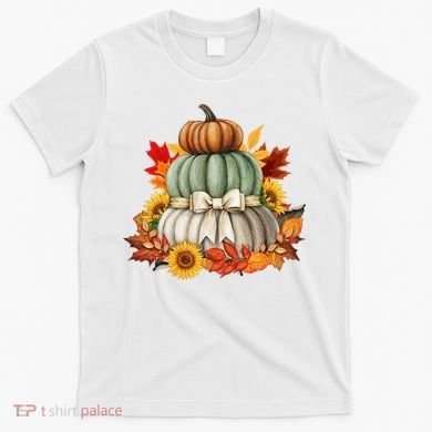Pumpkin Sunflower Autumn Leaves T-Shirt