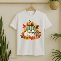 Pumpkin Sunflower Autumn Leaves T-Shirt thumb 2