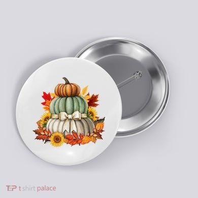 Pumpkin Sunflower Autumn Leaves Button
