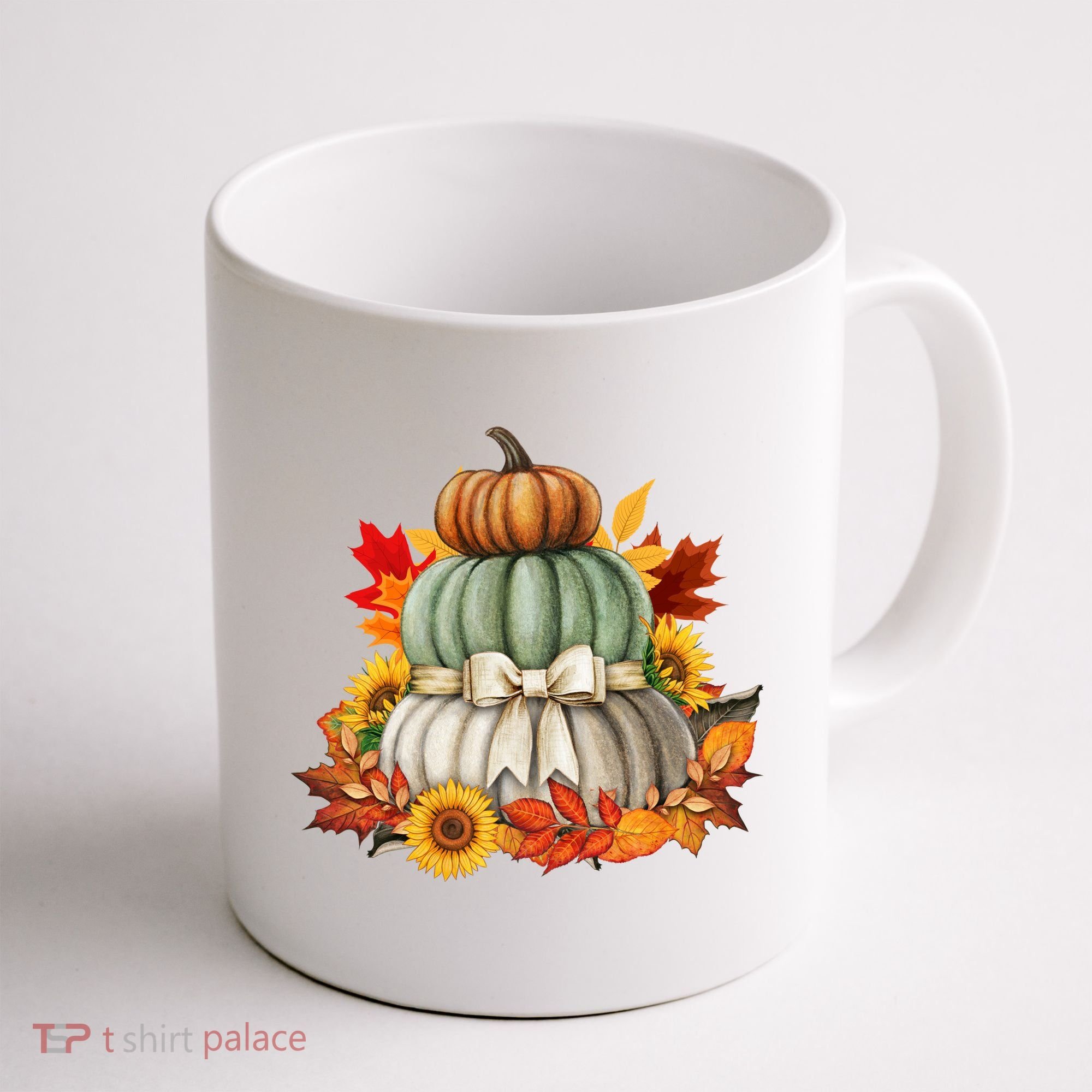 Pumpkin Sunflower Autumn Leaves Coffee Mug