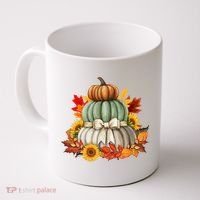 Pumpkin Sunflower Autumn Leaves Coffee Mug thumb 0